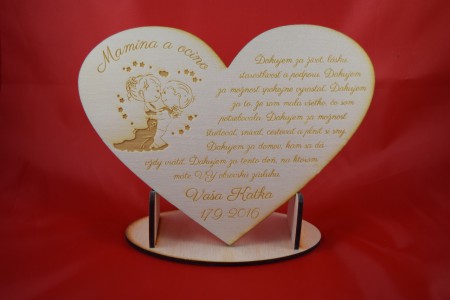 Poďakovanie rodičom gravírované srdiečko 20x15cm 12,5€