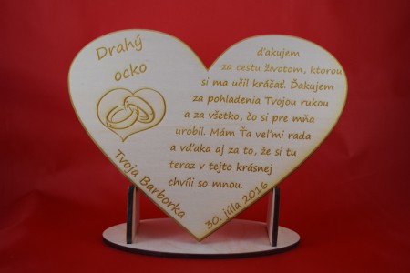 Poďakovanie rodičom gravírované srdiečko 20x15cm 12,5€